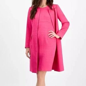 Le Suit Petite Jewel Neck Topper & Empire Seam Midi Dress 2 PC Set Lipstick 10P